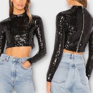 NWT Superdown Black Sequin Top